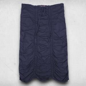 XCVI Double Shirred Panel Skirt Sz M Black Maxi Drawstring Ruched Gored Peasant